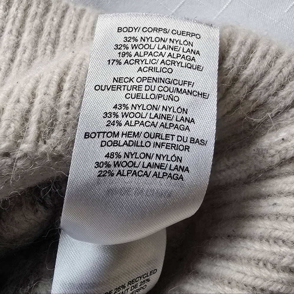 Lucky Brand Ivory and Charcoal Knit‎ Peplem Fair Isle Sweater Alpaca Wool